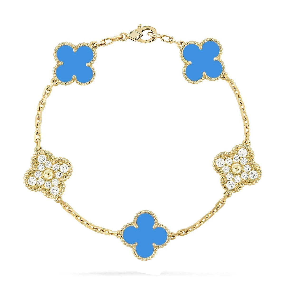 New CLOVER 5 MOTIF BLUE AGATE BRACELET COLLECTION
