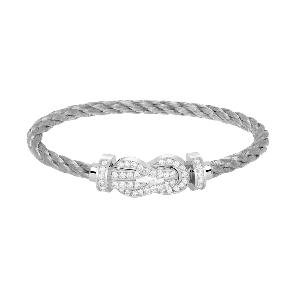CHANCE LARGE 8 FIGURE BUCKLE FULL DIAMOND BRACELET SILVER