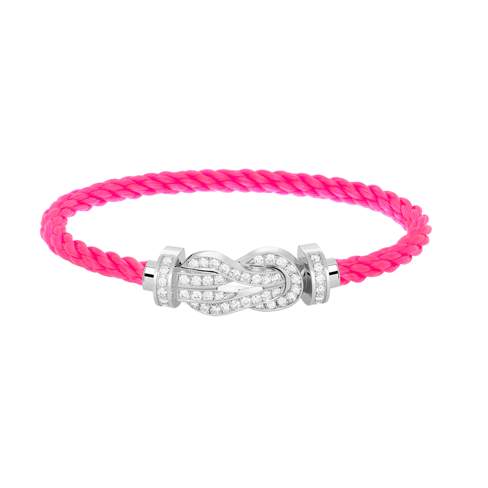 CHANCE LARGE 8 FIGURE BUCKLE FULL DIAMOND BRACELET SILVER
