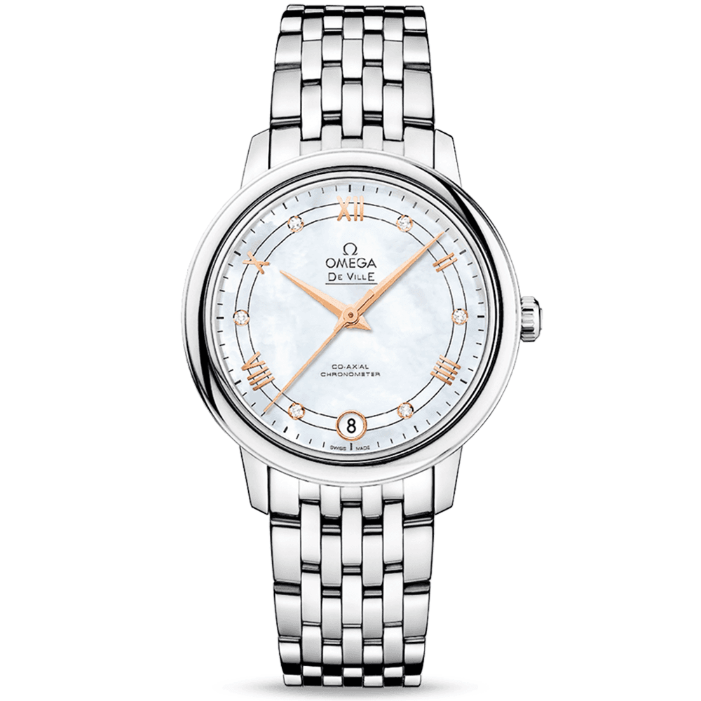De Ville Prestige 32.7mm White Mother of Pearl Diamond Dial Bracelet Watch