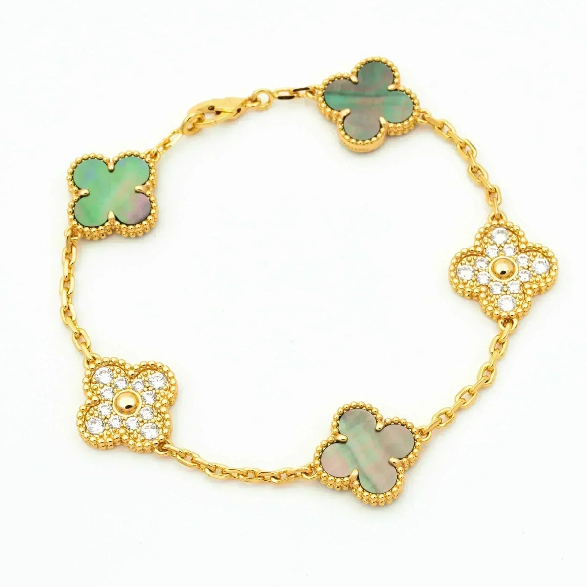 New CLOVER 5 MOTIF GRAY MOP BRACELET COLLECTION