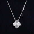 CLOVER  15MM DIAMOND LASER NECKLACE SILVER