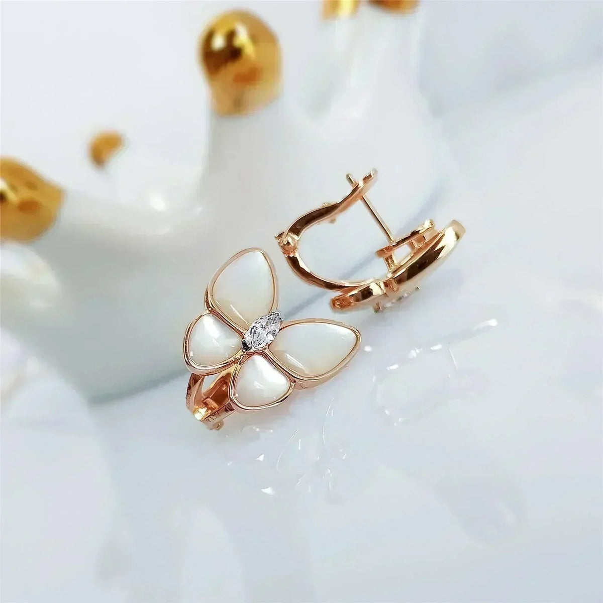 BUTTERFLY MOP DIAMOND EARRINGS