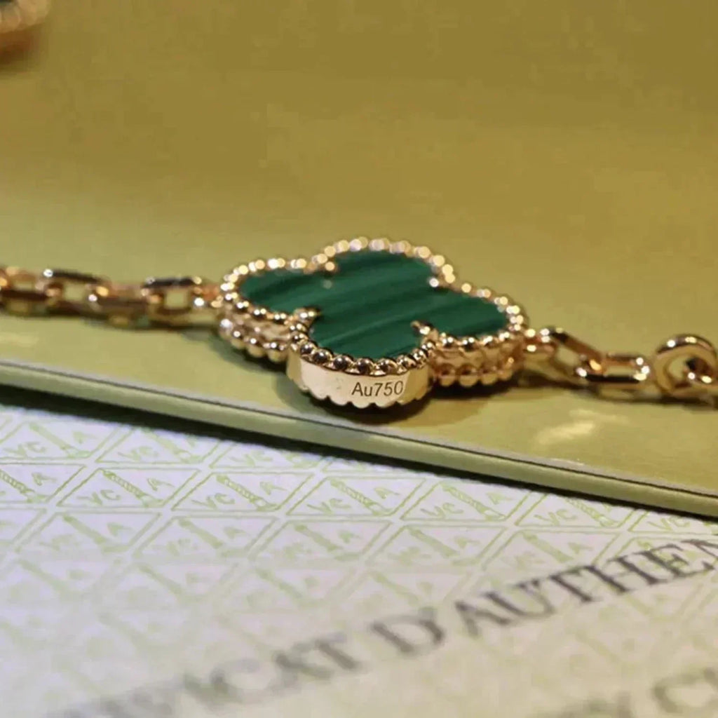 New  CLOVER 5 MOTIF MALACHITE BRACELET COLLECTION