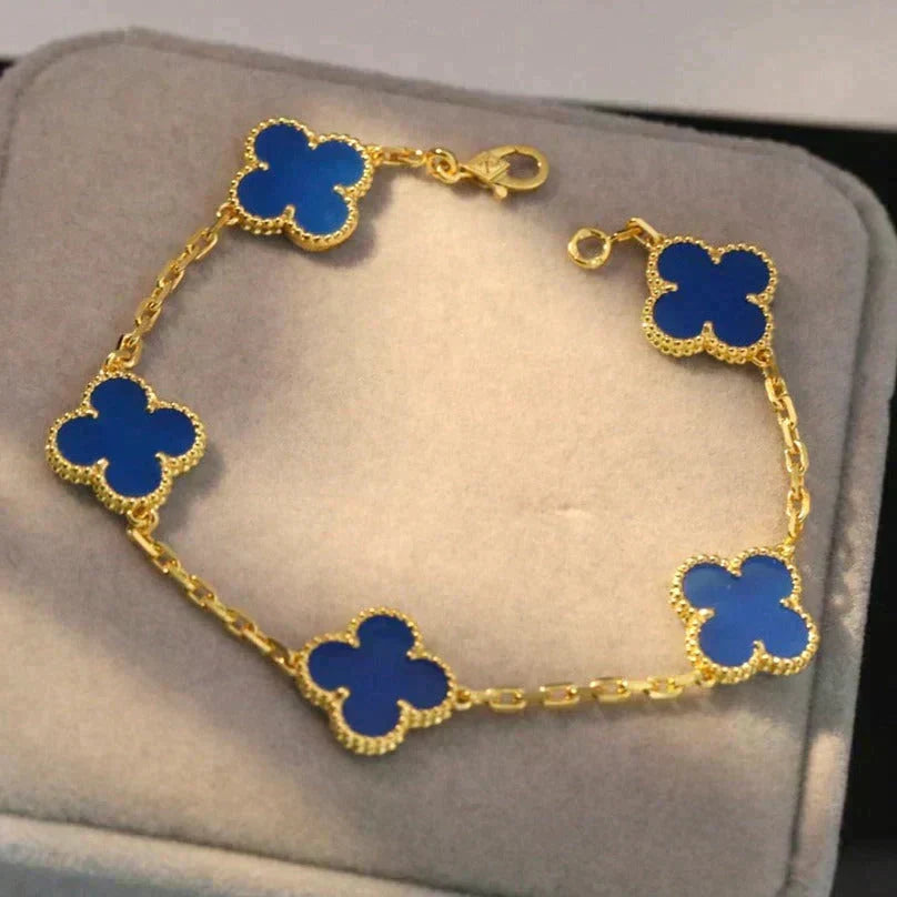 New CLOVER 5 MOTIF BLUE AGATE BRACELET COLLECTION