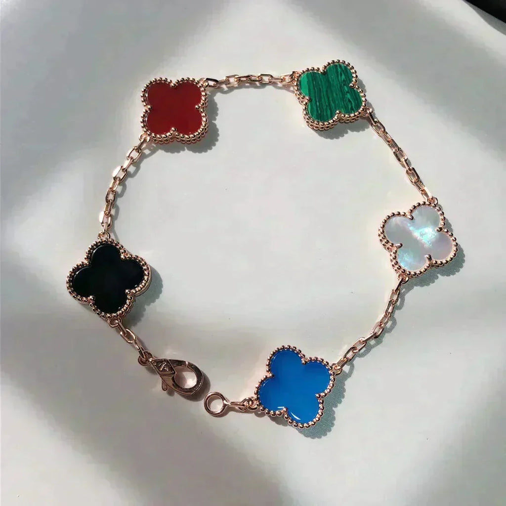 New CLOVER 5 MOTIFS MULTICOLOR BRACELET