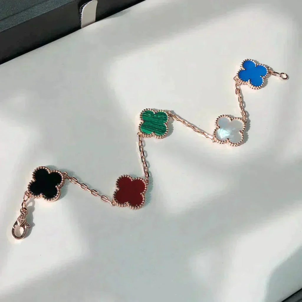 New CLOVER 5 MOTIFS MULTICOLOR BRACELET