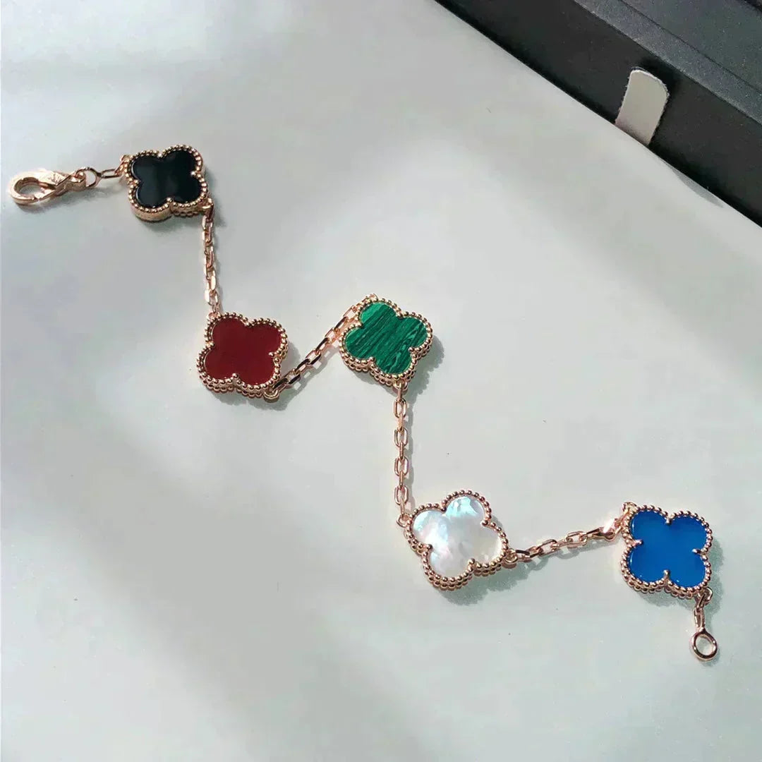 New CLOVER 5 MOTIFS MULTICOLOR BRACELET