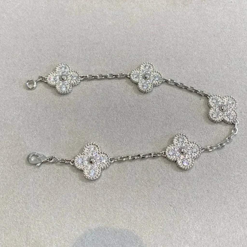 New  CLOVER 5 MOTIF FULL DIAMOND BRACELET COLLECTION