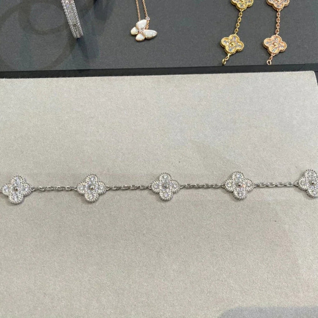 New  CLOVER 5 MOTIF FULL DIAMOND BRACELET COLLECTION