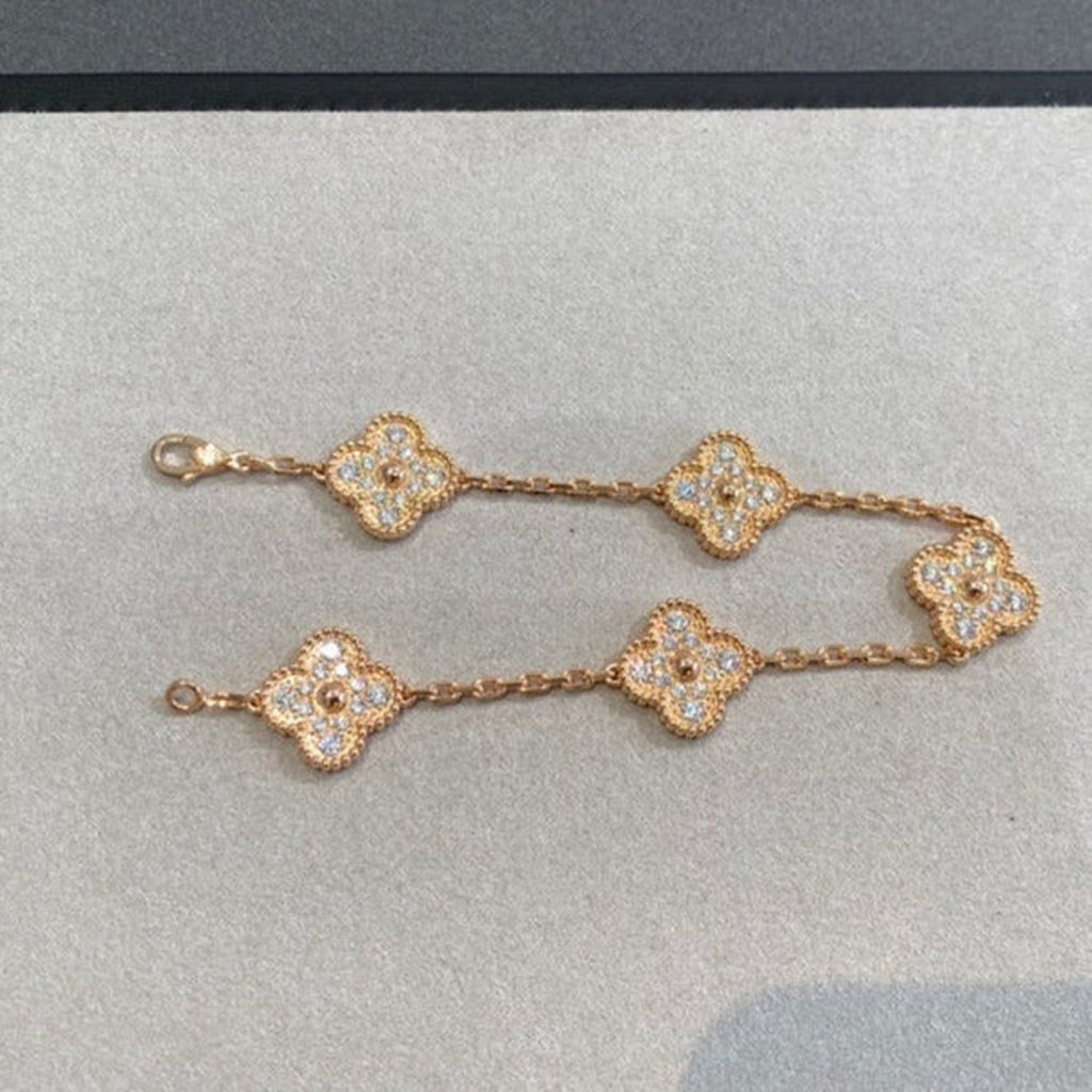New  CLOVER 5 MOTIF FULL DIAMOND BRACELET COLLECTION