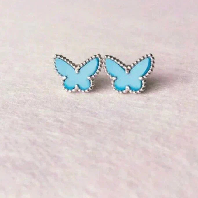 BUTTERFLY TURQUOISE EARRINGS SILVER