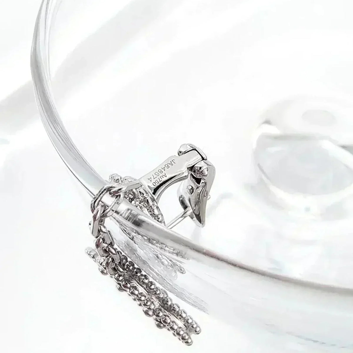 CLOVER 2 MOTIFS  DIAMOND ONYX EARRINGS SILVER