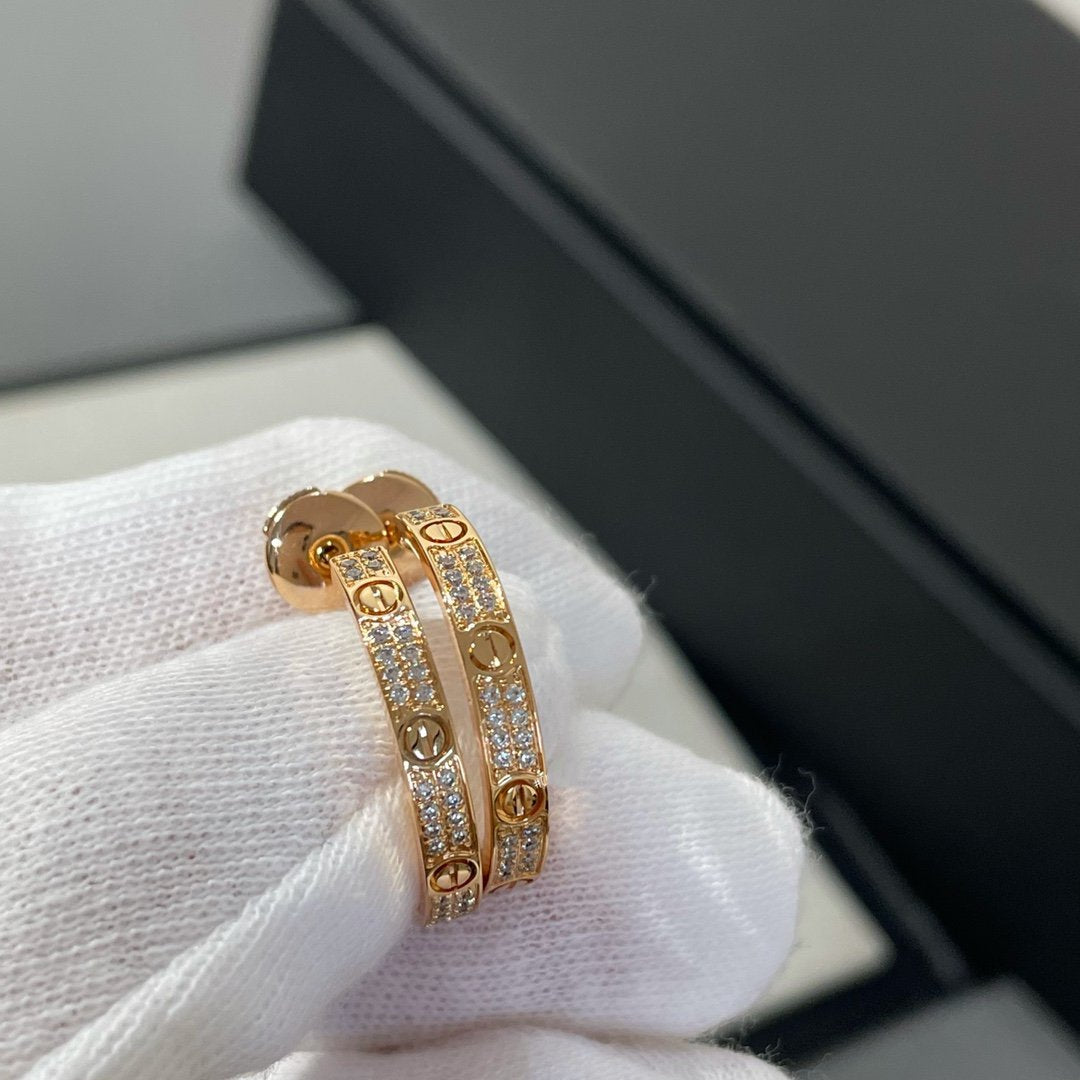 LOVE DIAMOND PINK GOLD HOOP EARRINGS