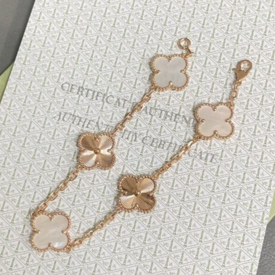New CLOVER WHITE PEARL MOP 5 MOTIF BRACELET COLLECTION