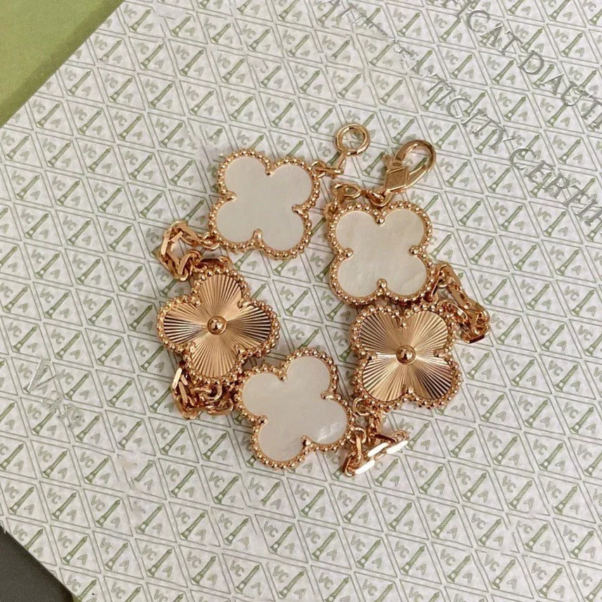 New CLOVER WHITE PEARL MOP 5 MOTIF BRACELET COLLECTION
