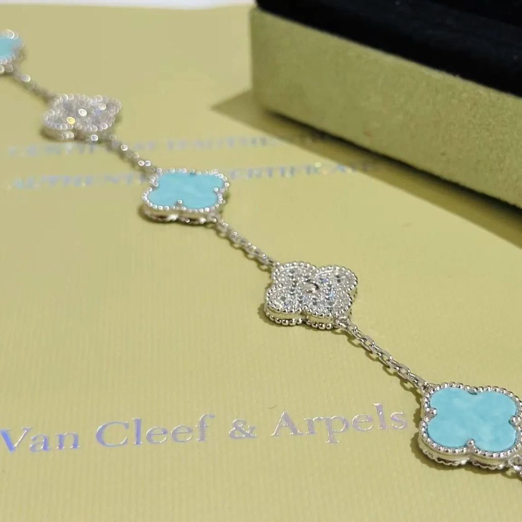 Van Cleef & Arpels Four-leaf clover mint blue bracelet