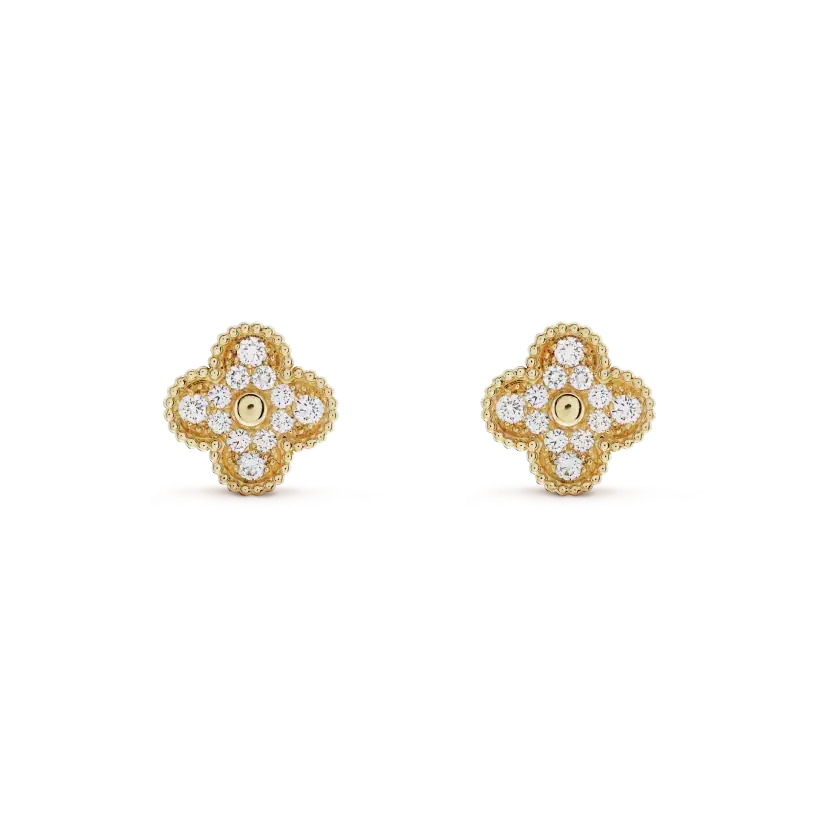 CLOVER MEDIUM 1 MOTIFS FUll DIAMOND EARRINGS
