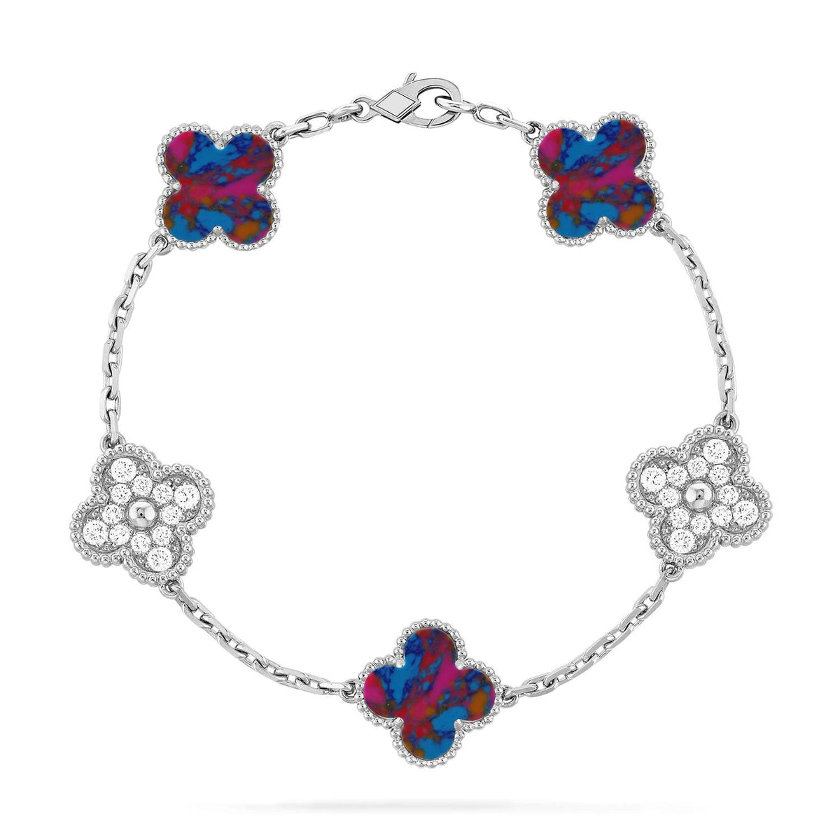 New CLOVER 5 MOTIF COLOR GEMSTONES BRACELET COLLECTION