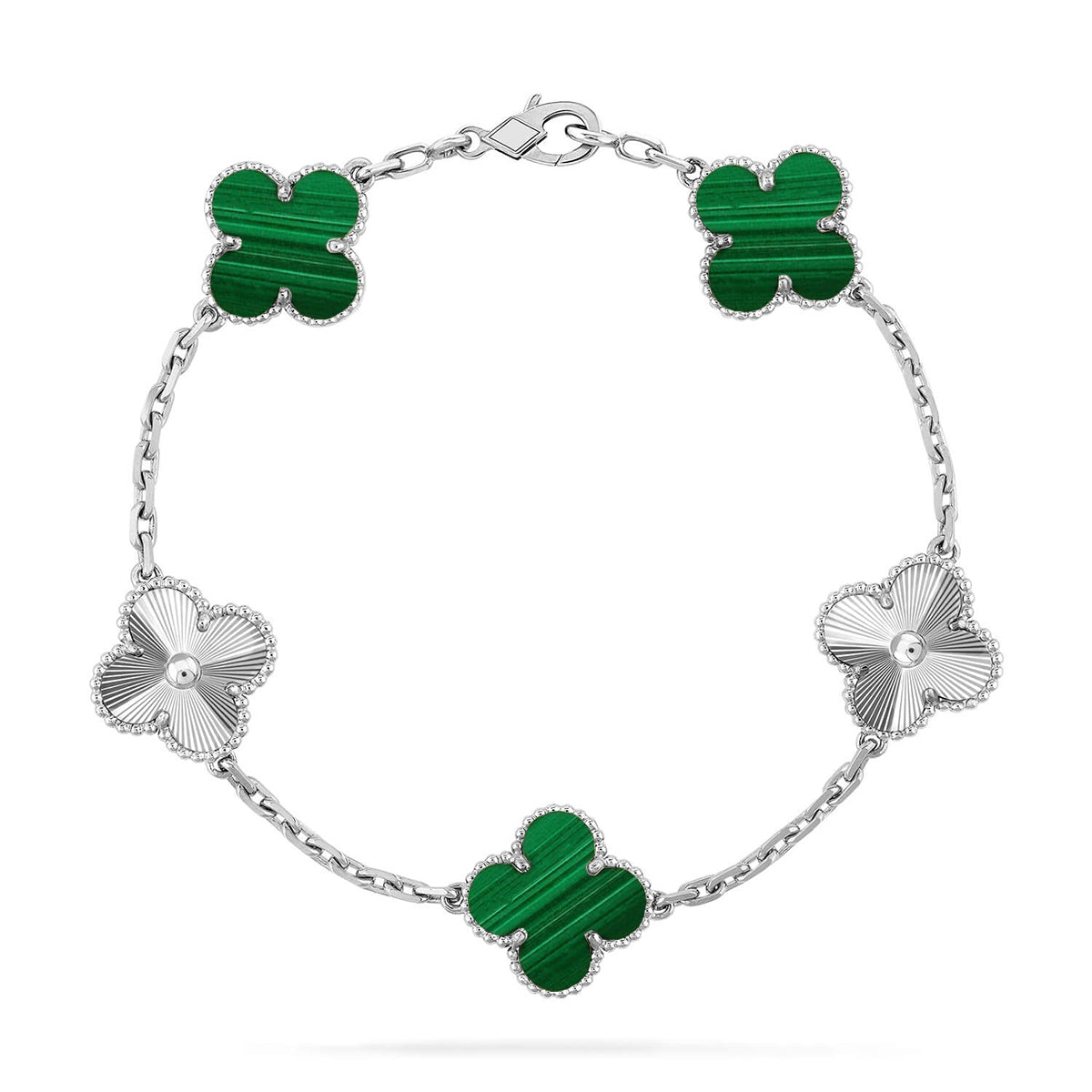 New  CLOVER 5 MOTIF MALACHITE BRACELET COLLECTION