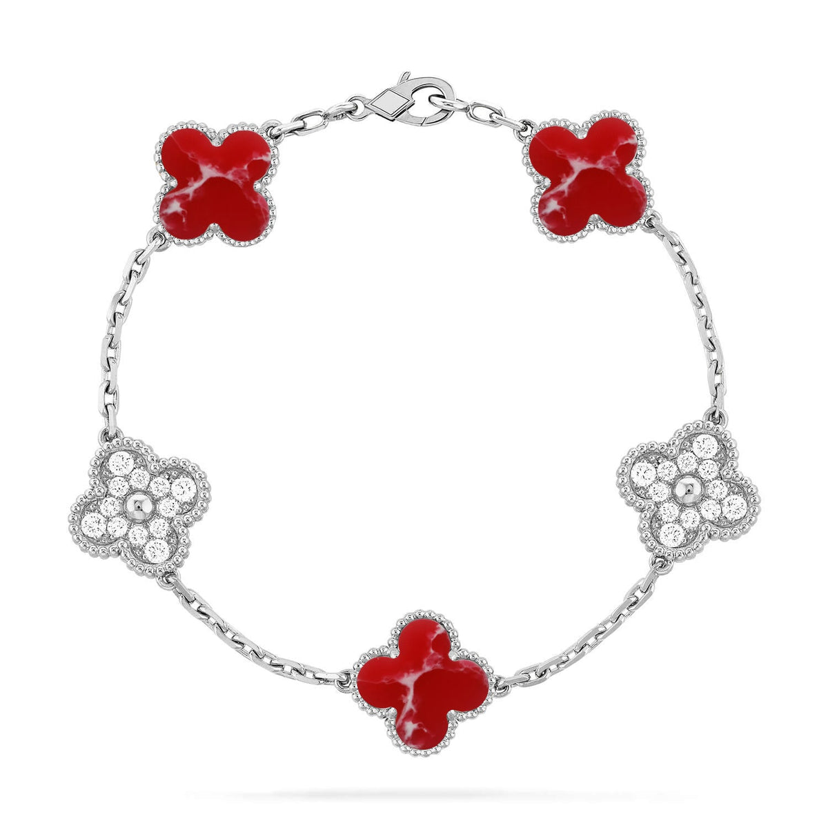 New CLOVER 5 MOTIF RED PATTERN BRACELET COLLECTION