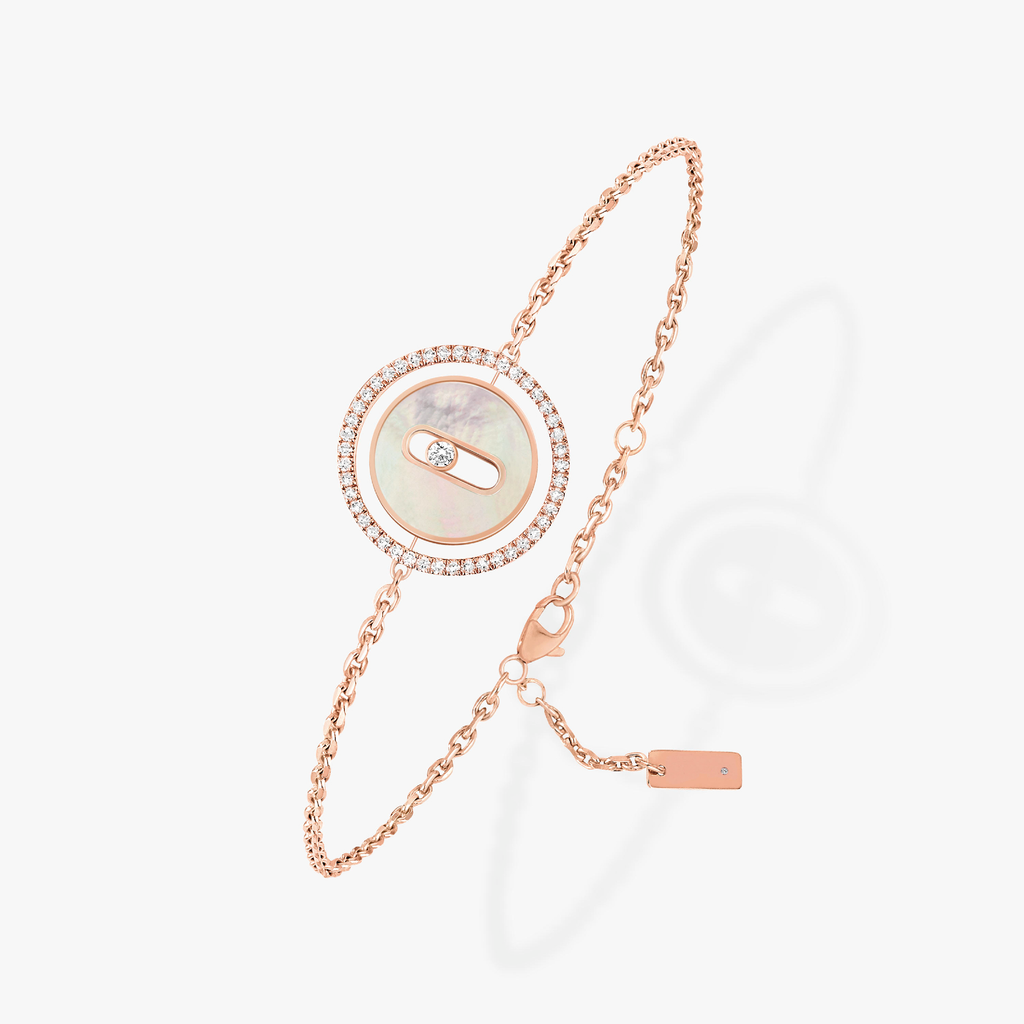 MOVE WHITE MOTHER OF PEARL PINK GOLD DIAMOND BRACELET