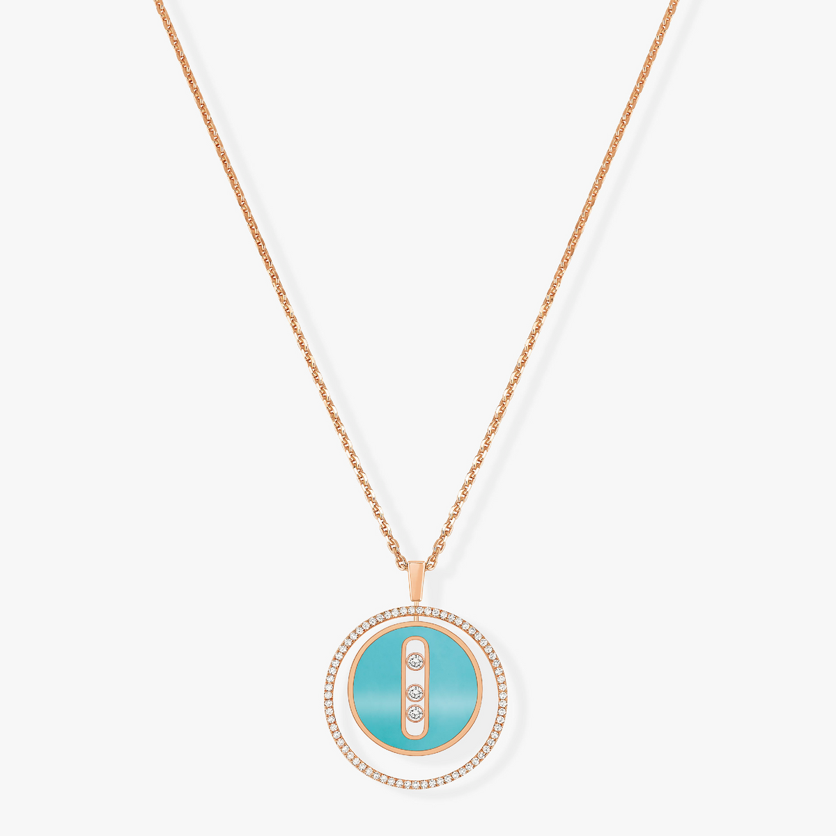 MOVE 3 DIAMONDS TURQUOISE PINK GOLD DIAMOND NECKLACE