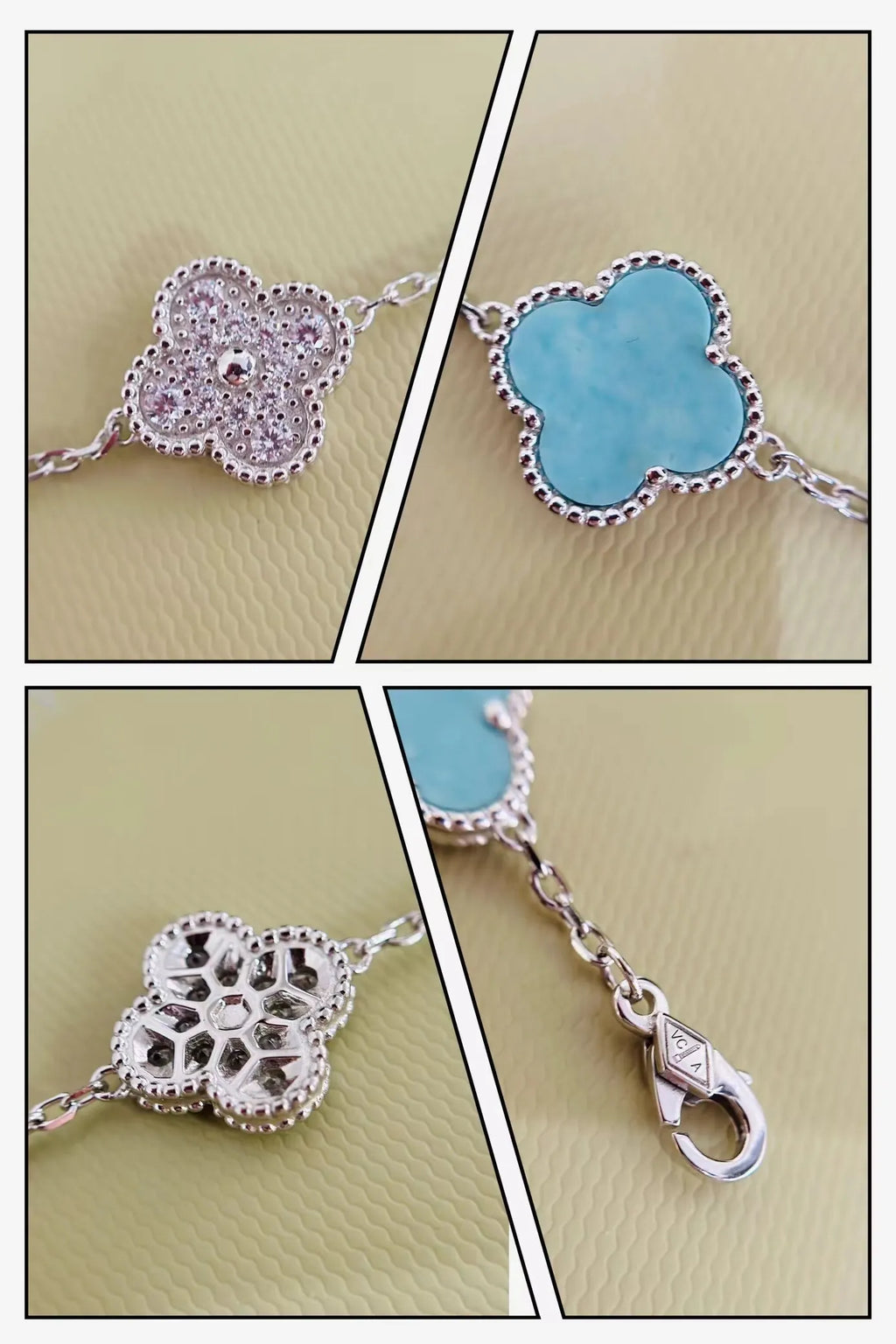 Van Cleef & Arpels Four-leaf clover mint blue bracelet