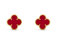 CLOVER 20MM RED AGATE EARRINGS