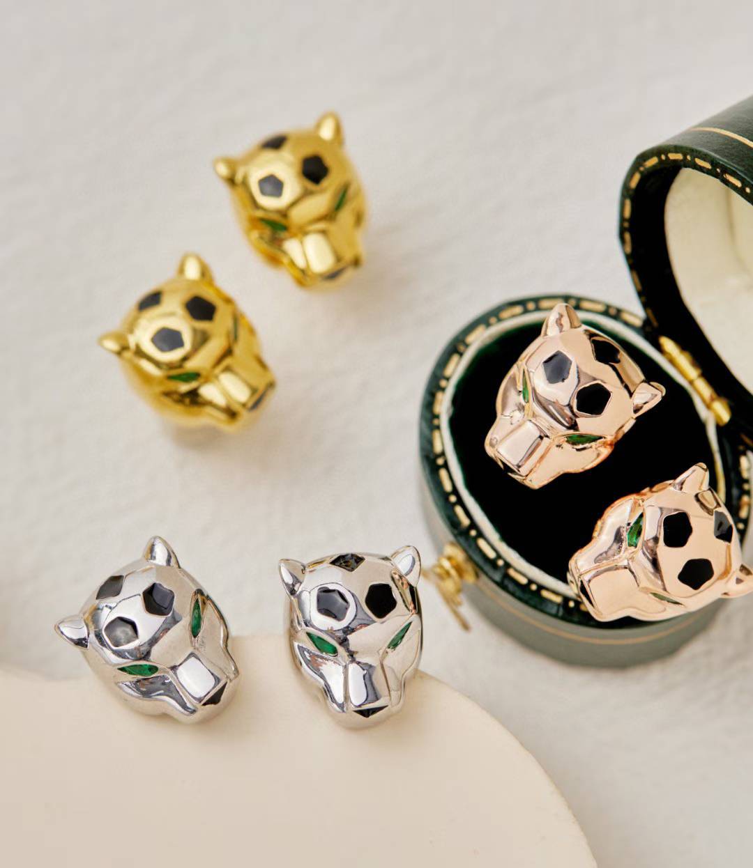 CHRRTAH-PRINT STUD EARRINGS, THREE COLORS