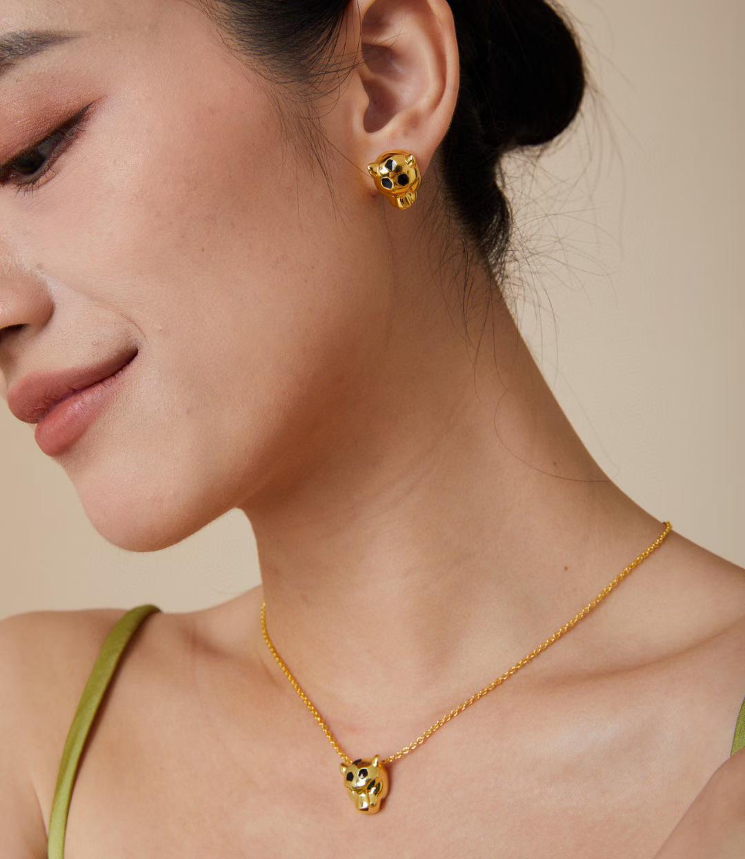 CHRRTAH-PRINT STUD EARRINGS, THREE COLORS