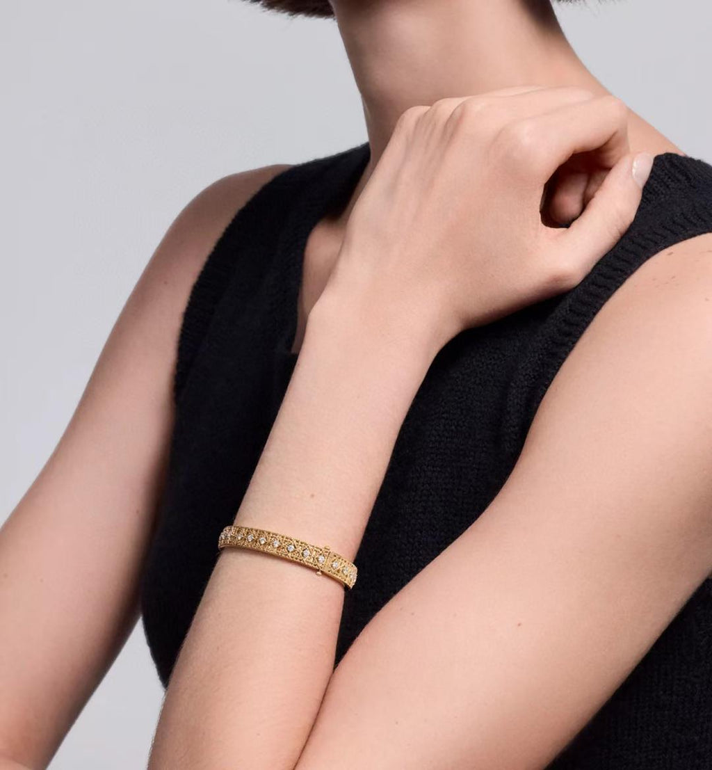 2026 WOVEN-PATTERN BRACELET SET WITH FULL DIAMOND INLAY THREE-COLORS