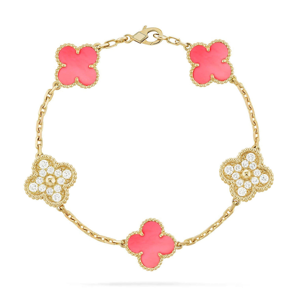 New  CLOVER 5 MOTIFS  PINK MOP BRACELET COLLECTION