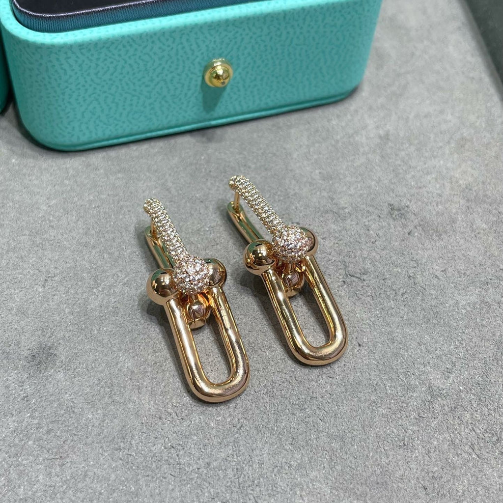 TF U-shaped diamond earrings