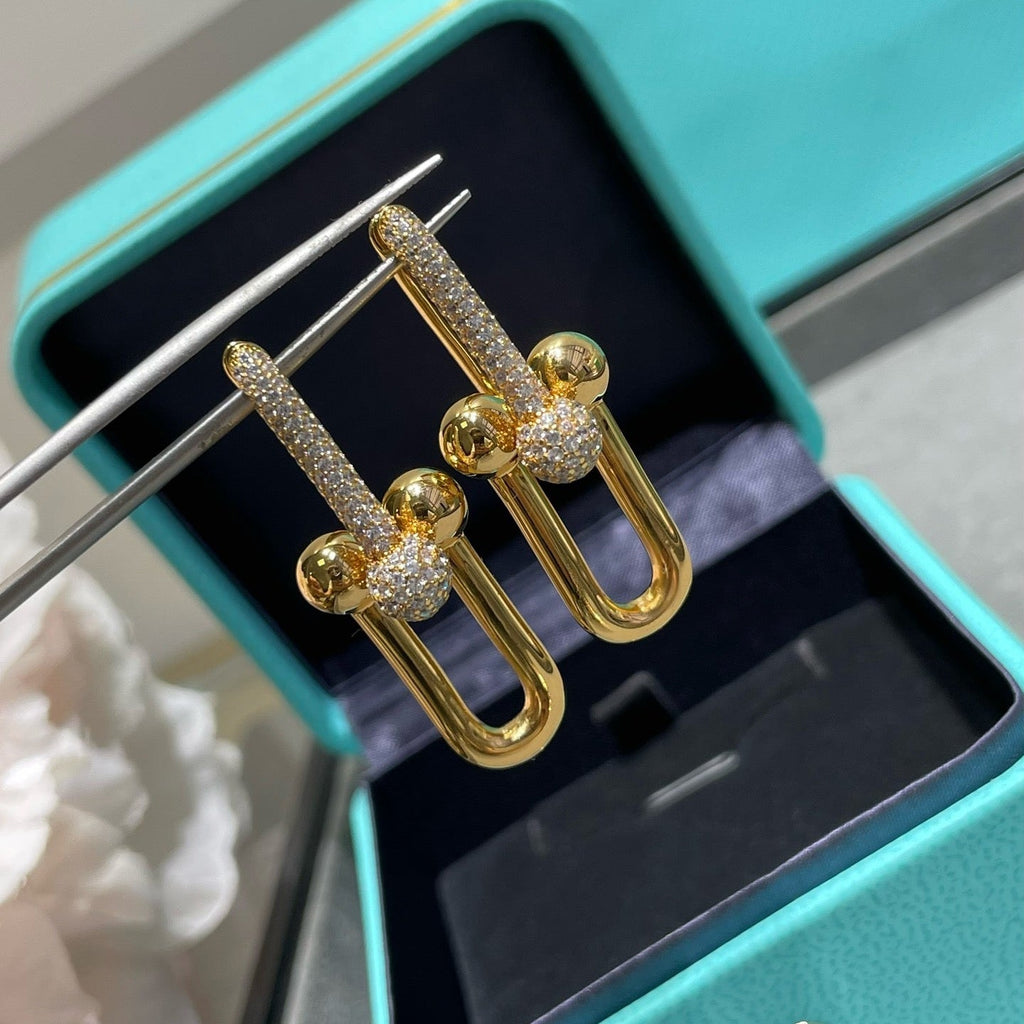 TF U-shaped diamond earrings