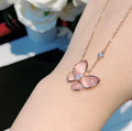 BUTTERFLY PINK MOTHER-OF-PEARL DIAMOND NECKLACE