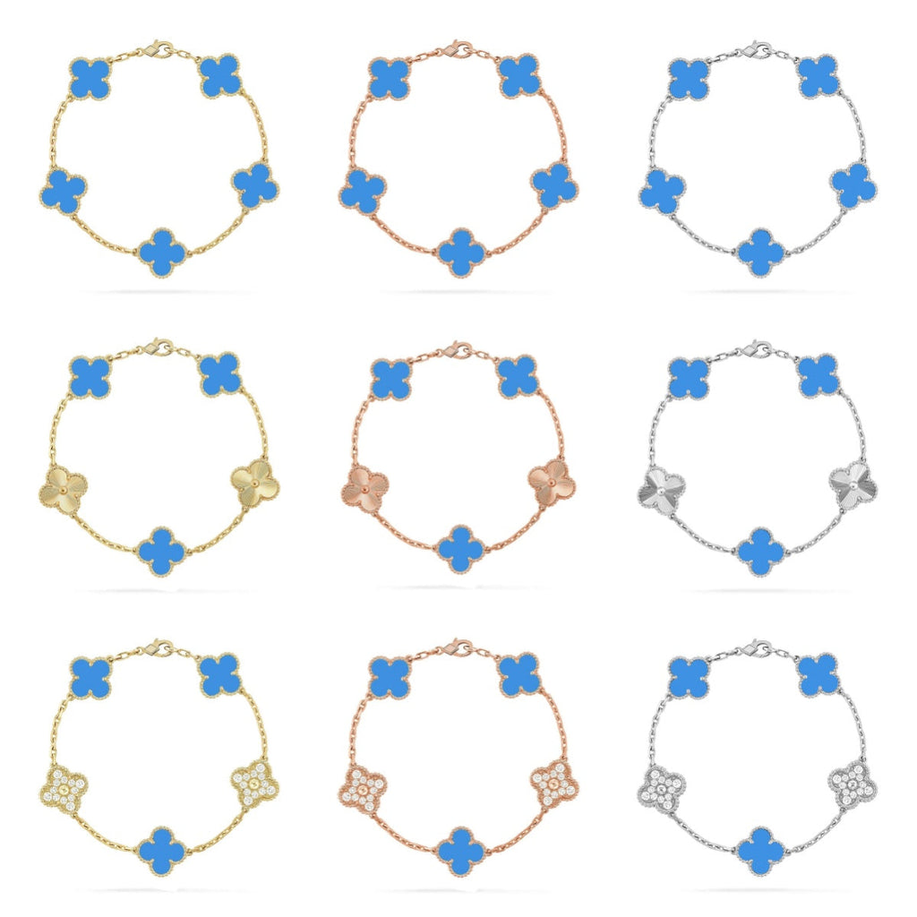 New CLOVER 5 MOTIF BLUE AGATE BRACELET COLLECTION