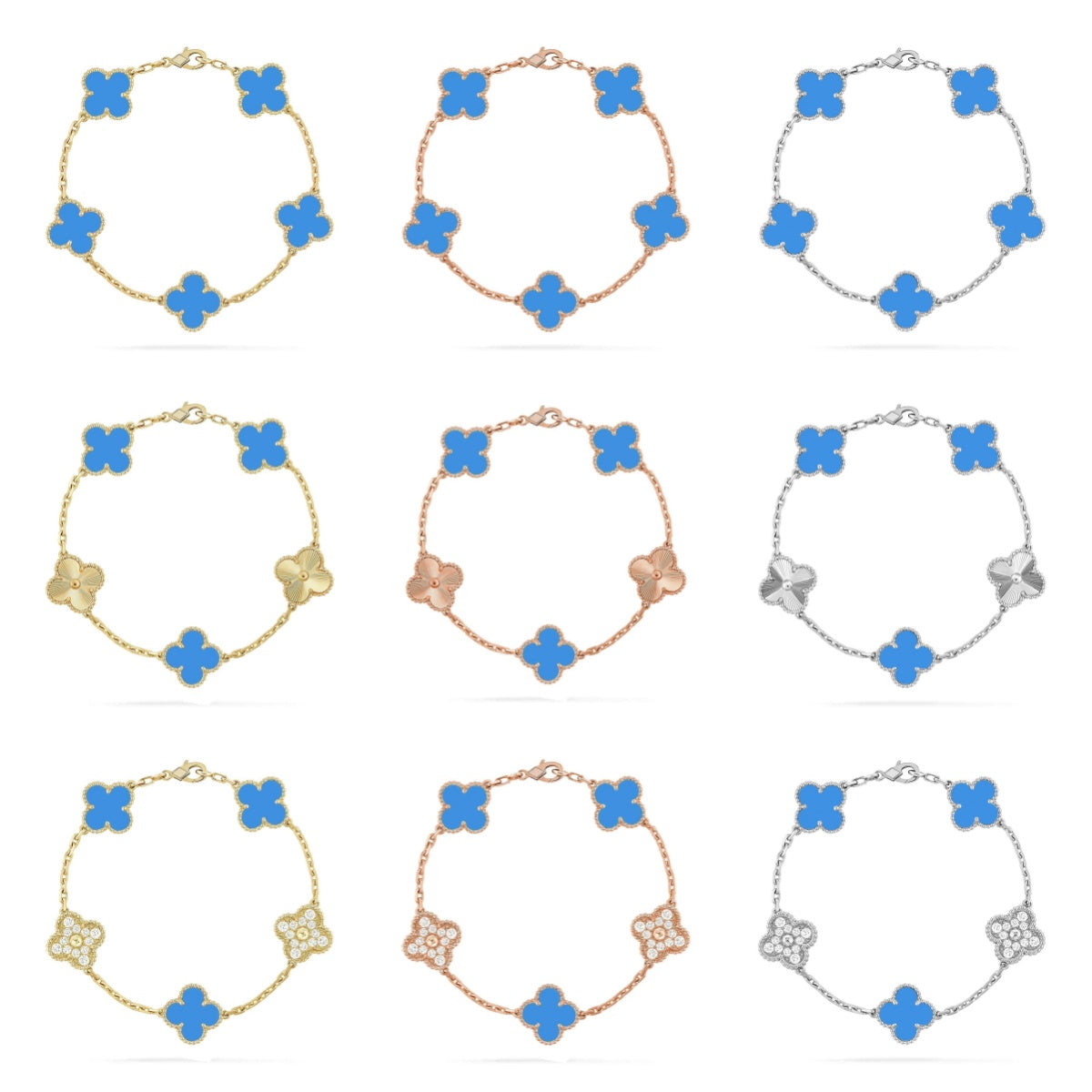 New CLOVER 5 MOTIF BLUE AGATE BRACELET COLLECTION