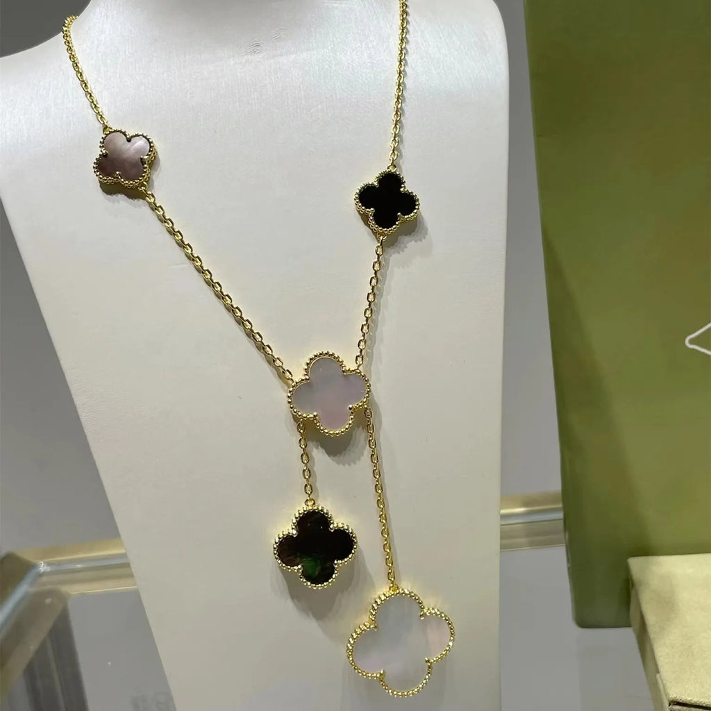 Van Cleef & Arpels Four-leaf clover chalcedony 6-flower necklace 6 colors