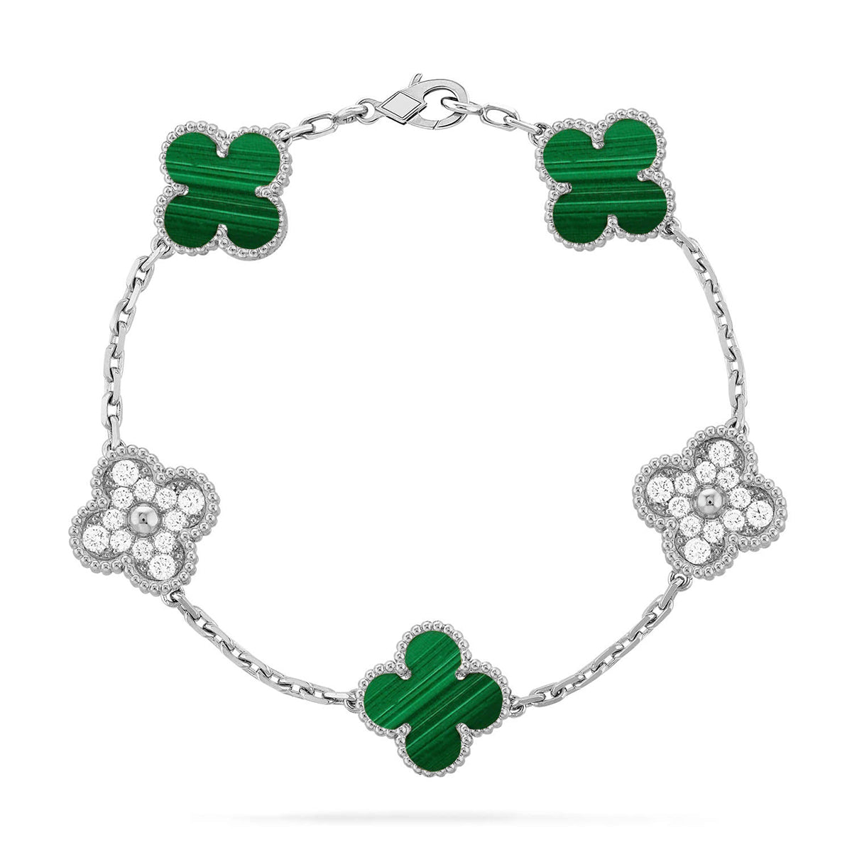 New  CLOVER 5 MOTIF MALACHITE BRACELET COLLECTION