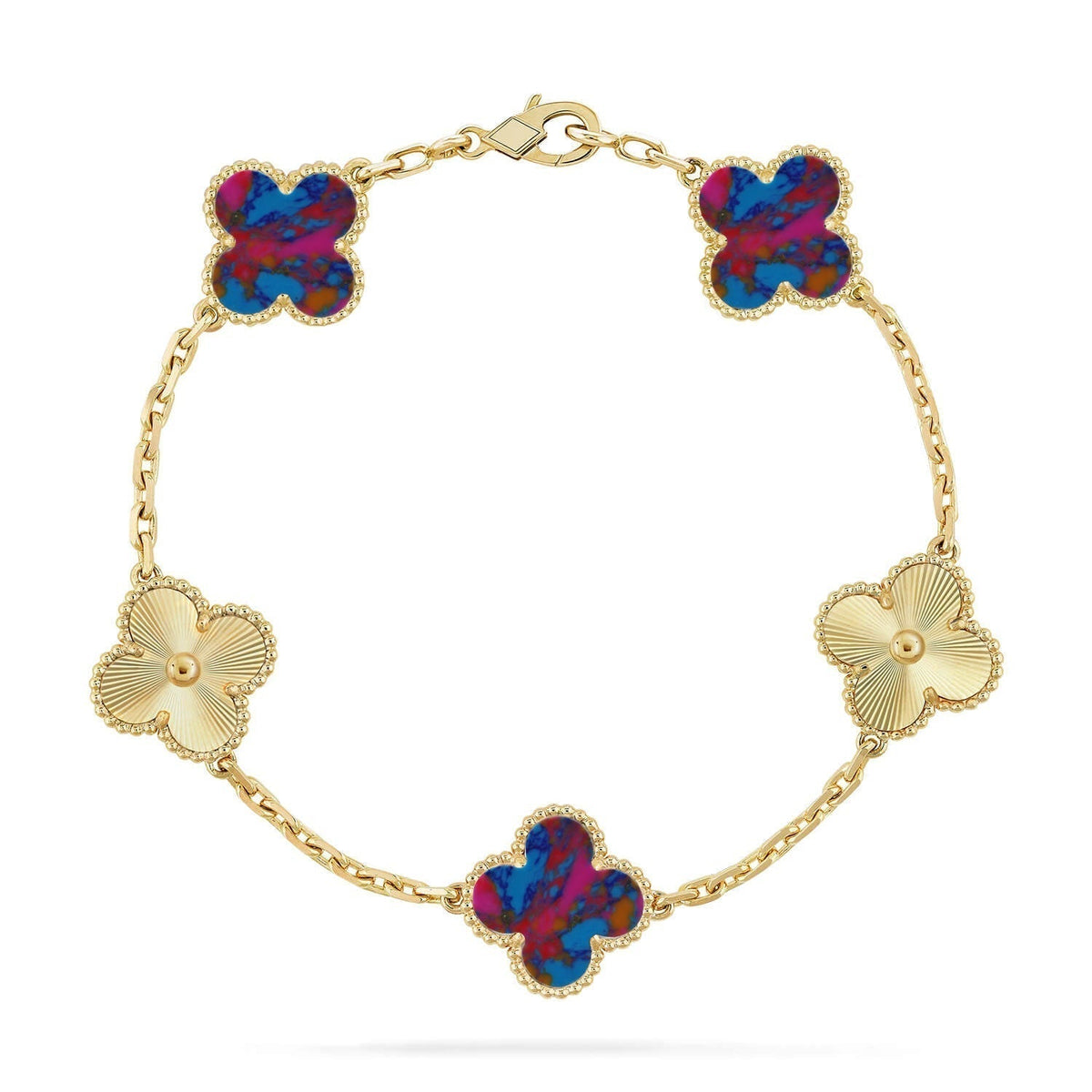 New CLOVER 5 MOTIF COLOR GEMSTONES BRACELET COLLECTION