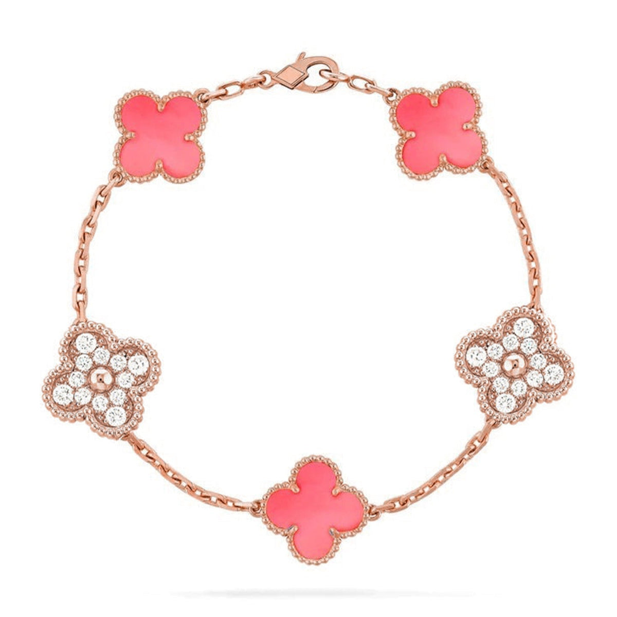 New  CLOVER 5 MOTIFS  PINK MOP BRACELET COLLECTION