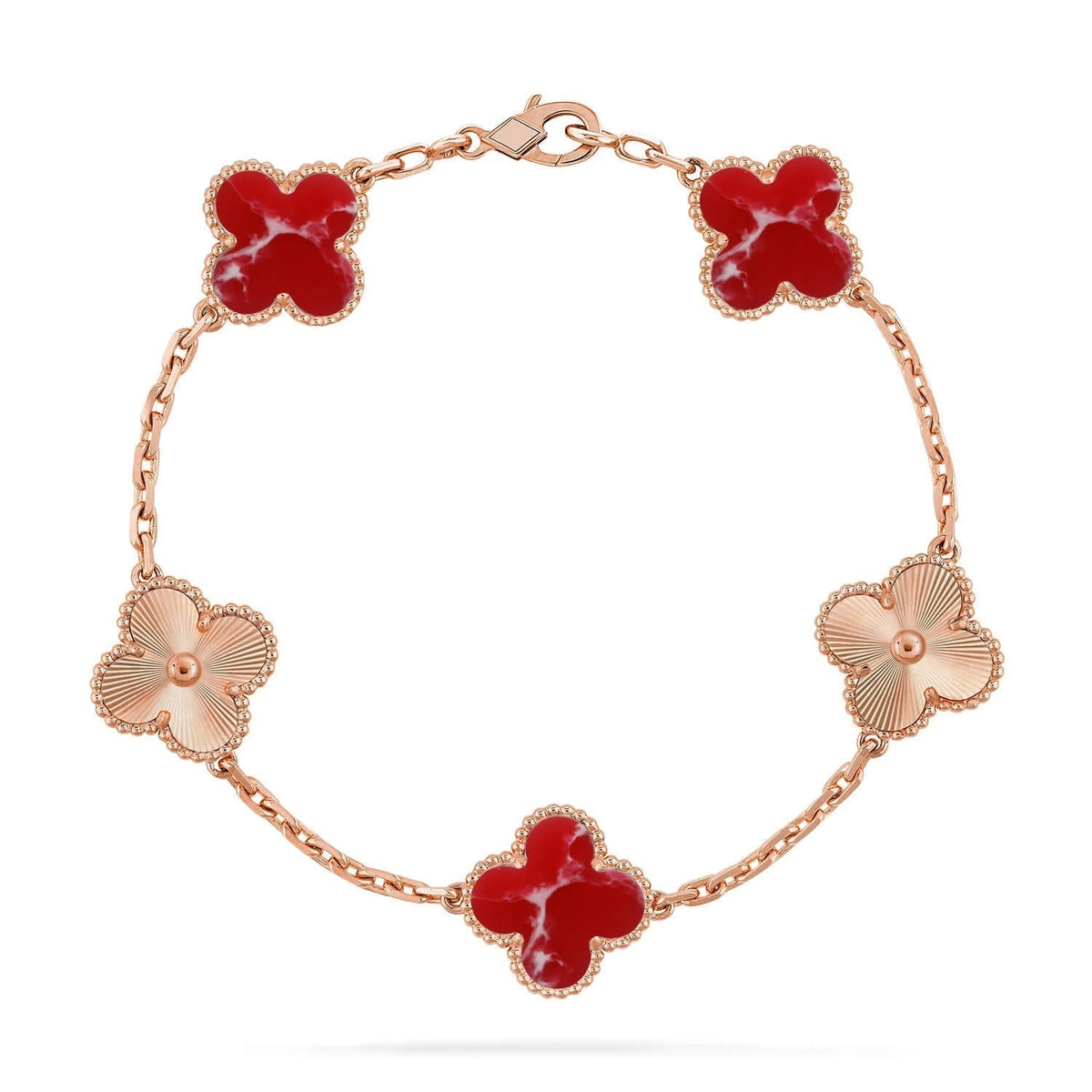 New CLOVER 5 MOTIF RED PATTERN BRACELET COLLECTION