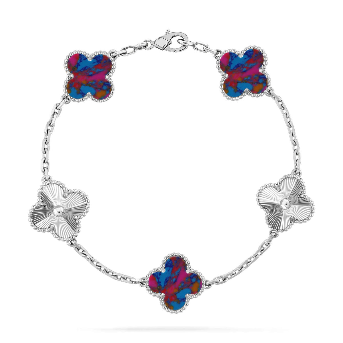 New CLOVER 5 MOTIF COLOR GEMSTONES BRACELET COLLECTION