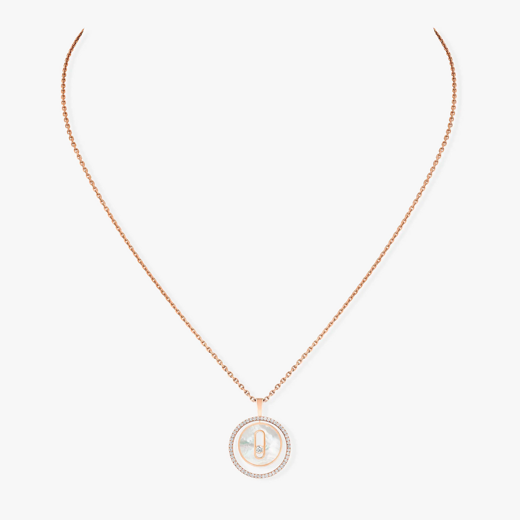 MOVE 1 DIAMOND WHITE MOTHER OF PEARL PINK GOLD DIAMOND NECKLACE
