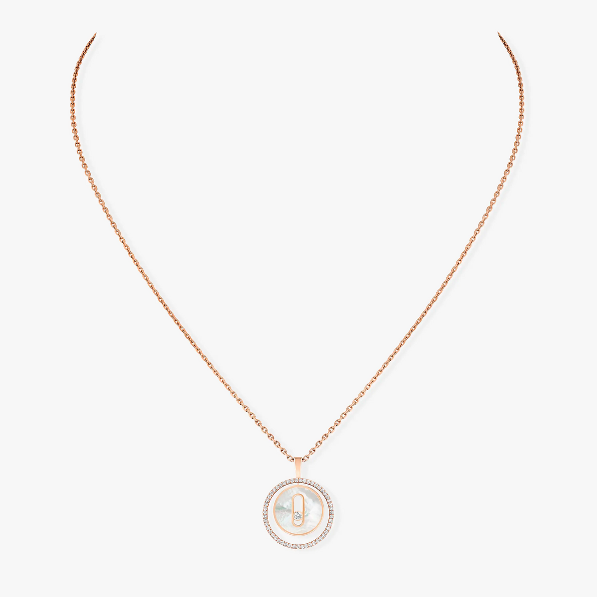 MOVE 1 DIAMOND WHITE MOTHER OF PEARL PINK GOLD DIAMOND NECKLACE