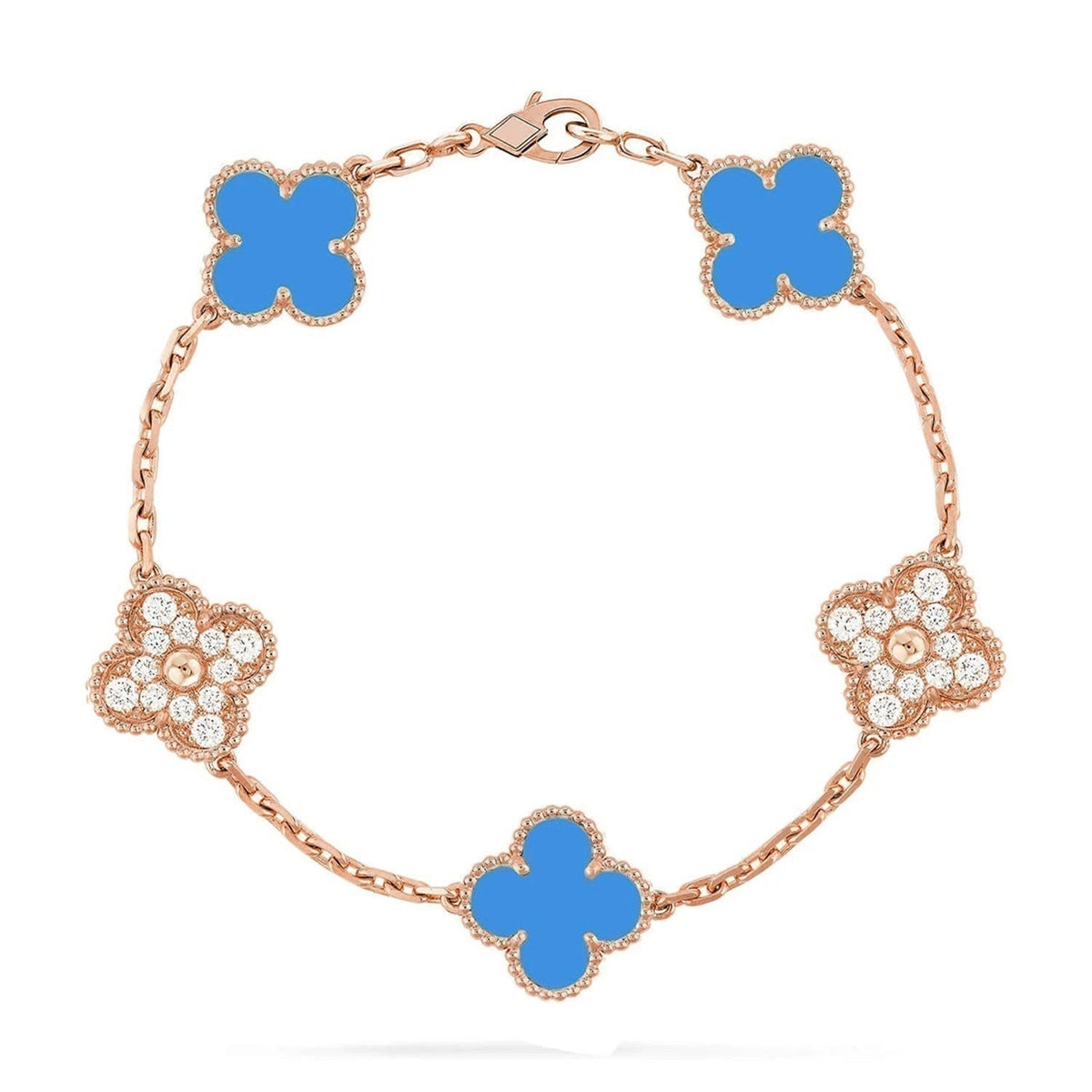 New CLOVER 5 MOTIF BLUE AGATE BRACELET COLLECTION