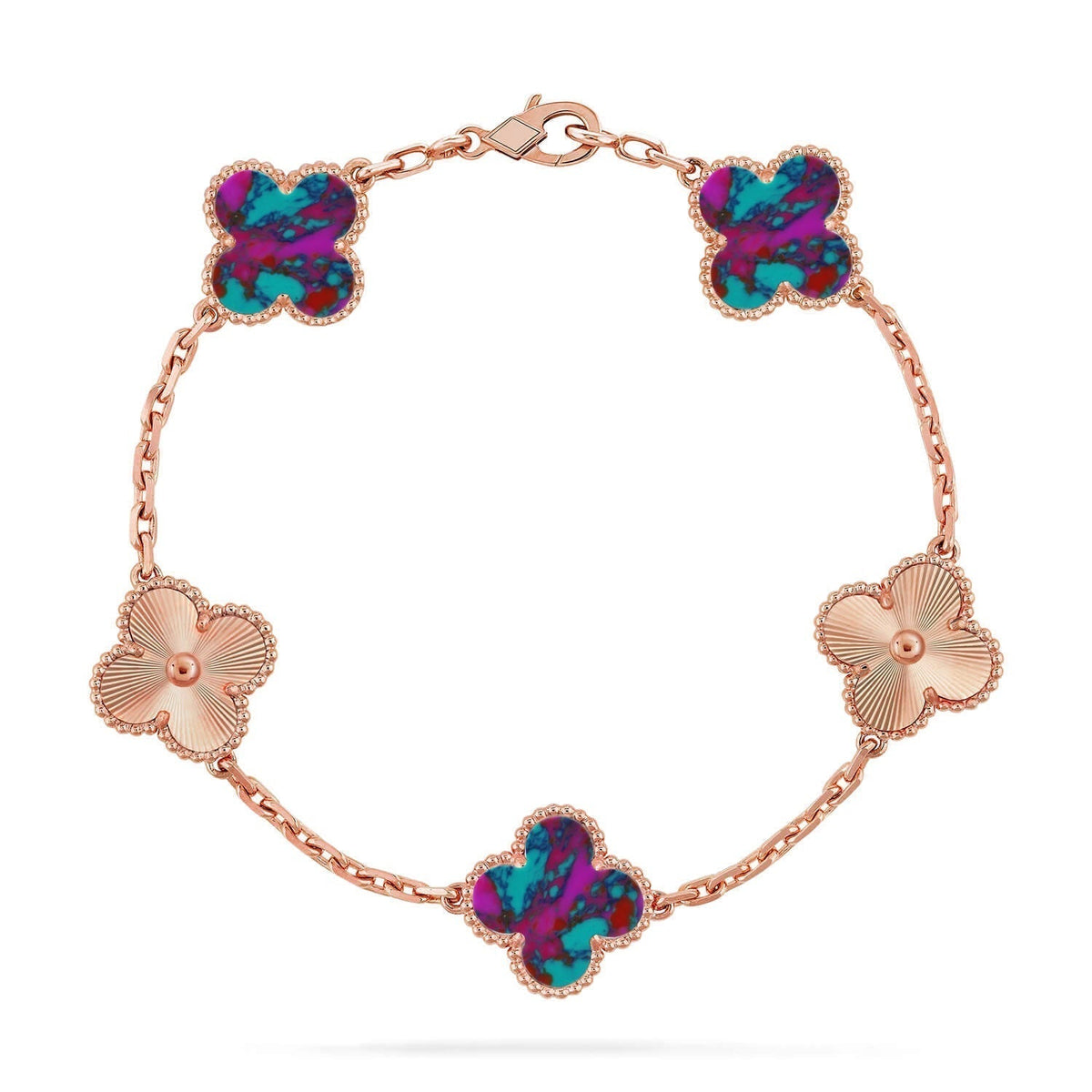 New CLOVER 5 MOTIF COLOR GEMSTONES BRACELET COLLECTION