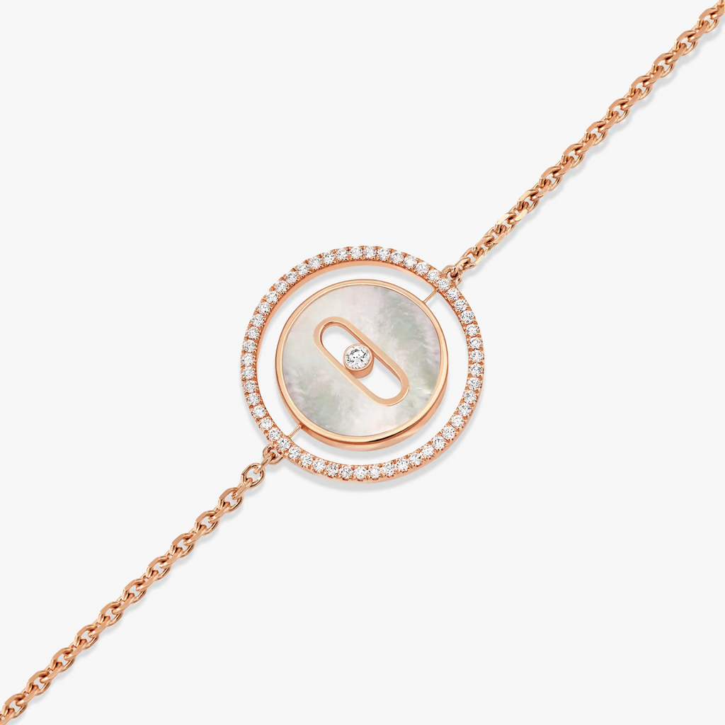 MOVE WHITE MOTHER OF PEARL PINK GOLD DIAMOND BRACELET