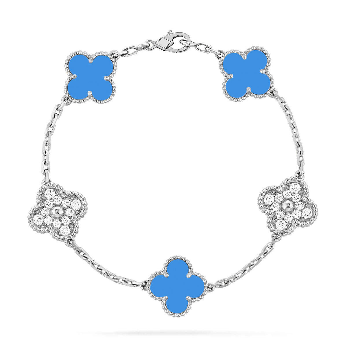 New CLOVER 5 MOTIF BLUE AGATE BRACELET COLLECTION